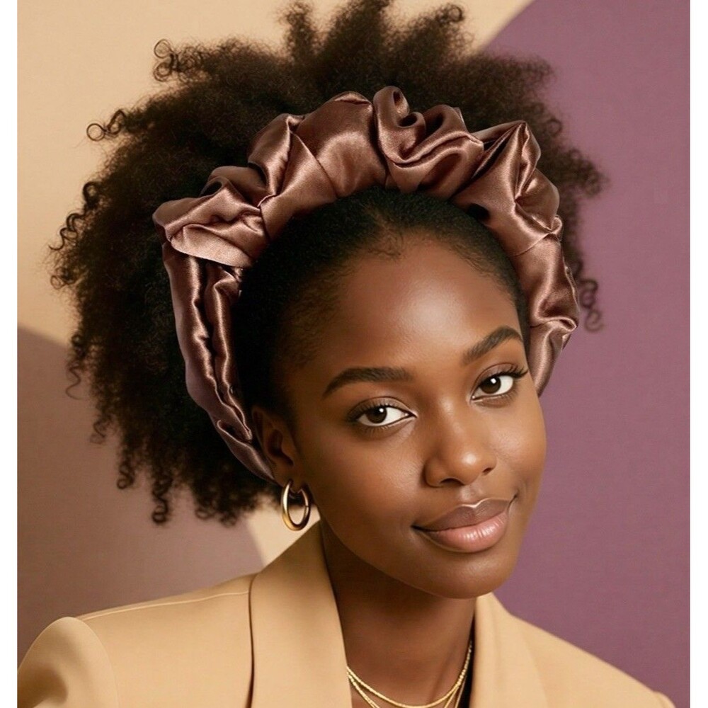 Handmade Satin Ruffle Headband Pink | Elegant Hair Accessory | Women Girls